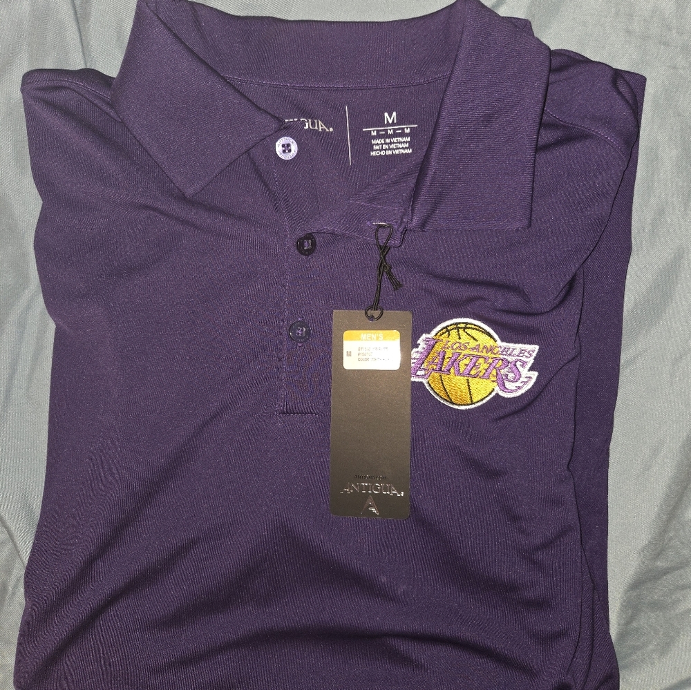 Antigua Purple LA LAKERS Polo Shirt with Embroidered Logo